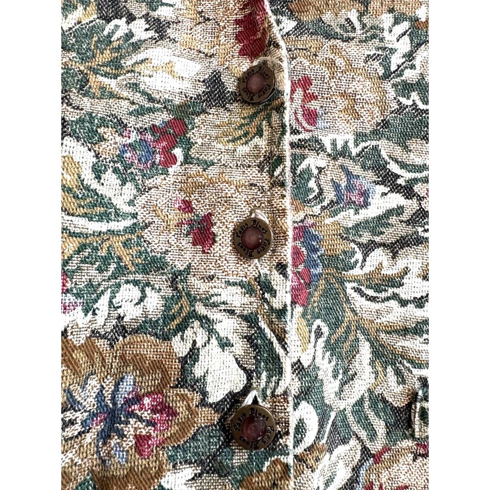 Paris Blues Vintage Tapestry Floral Vest S USA 90s Cotton Brocade Waistcoat Boho - Picture 6 of 8